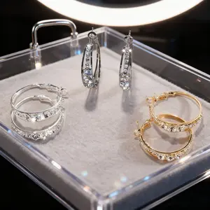 Fashion Rhinestone Hoop Earrings! Elegant Women's Anniversary Wedding Party Gift Jewelry