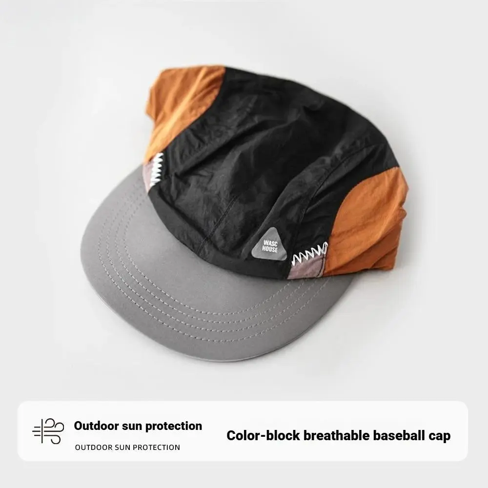 Outdoor Lightweight 5 Panel Caps Quick Dry Nylon Soft Brim Camper Hat Patchwork Streetwear Men Women Hiking Running Baseball Hat