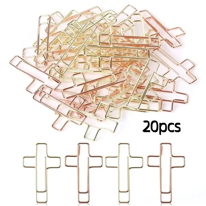 20pcs Cross Paper Clips, Non Adhesive, Bible Study Supplies, Christian Journal Accessories, Religious Diary Items, Bible Clip Collection, Paperclips