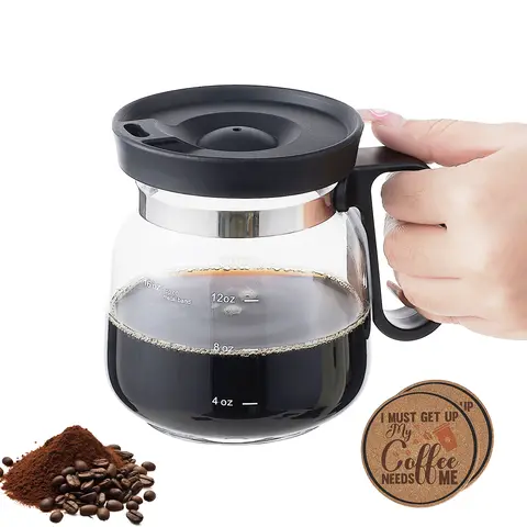 UFORU 16oz Creative Glass Coffee Mug with Lid & Coaster, Ergonomic Handle Design for Comfort Grip, Premium Quality & Stylish Look, Top Choice for Coffee Lovers, Perfect Thoughtful Gift for Men and Women