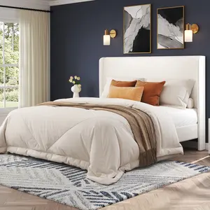 [Summergarden][ONLY INCLUDED BED] AMERLIFE Upholstered Bed Frame, Easy Assembly Full Size Bed Frame, Modern Bed Platform with Corduroy Headboard, Wooden Slats Support, No Box Spring