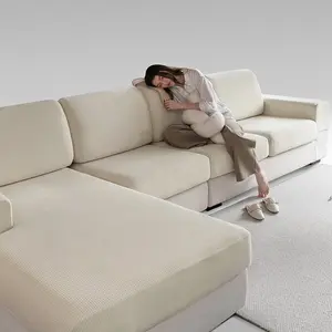 Solid Color Sofa Cover, Modern Non-Slip Dustproof Sofa Slipcover and Protector for Living Room, Home Decor