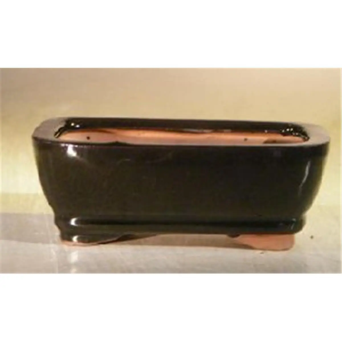 212 MAIN Rectangle Ceramic Bonsai Pot - 5"x3.5"x2" Black Tabletop Planter with Attached Humidity/Drip Tray, Home Decor Items, Plant Decor