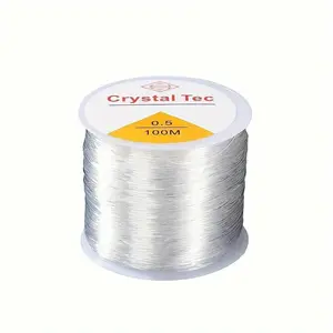 Crystal Tec DIY Beading String 0.5mm 100M Strong Elastic Jewelry Making Cord Plastic Material Durable Easy To Use for Necklaces Bracelets & Accessories