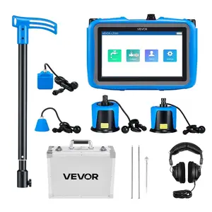 VEVOR Pipe Water Leak Detector with 4 Sensors, 1Hz-10000Hz, 7 Touchscreen Underground Plumbing Leakage Detection Locator with 3 Listening Rods, Headphones, 8GB Card Carry Case for Indoors Outdoors