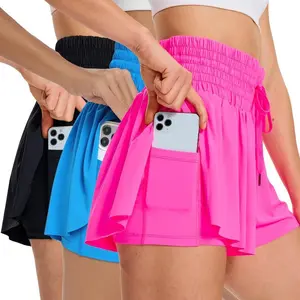 Women's high waisted 2-in-1 sports shoes with pocket yoga running shorts, suitable for exercise, tennis, golf - breathable spandex, lounge and summer outdoor activities