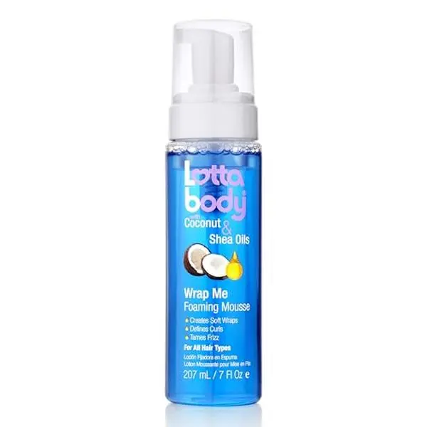 Lottabody Wrap Me Foaming Mousse with Coconut & Shea Oils, Lightweight Moisture-Rich Curl-Defining & Frizz-Control Styling Mousse for Natural Curly, Coily & Relaxed Hair, 7 oz