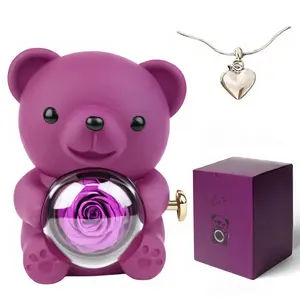 Surprise Bear Flip Rose Jewelry Box Small Gift