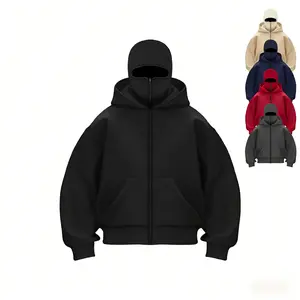 Balaclava Jacket Zip Up Fashion Double Layer Hoodie Hip Hop Outerwear for Men Women Long Sleeve Pullover Tops with Hidden Mask Sweatshirts Menswear hoodies