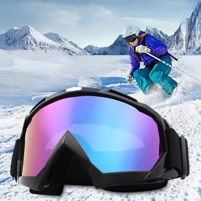 Anti-Fog Mountain Ski Goggles Outdoor Large Frame Windproof Sand Protection Sports Glasses, Protective Goggles, Colorful Lens Eyewear for Hiking and Snowboarding, Dustproof Ski Goggles, Skiing Eyewear, Ski Gear