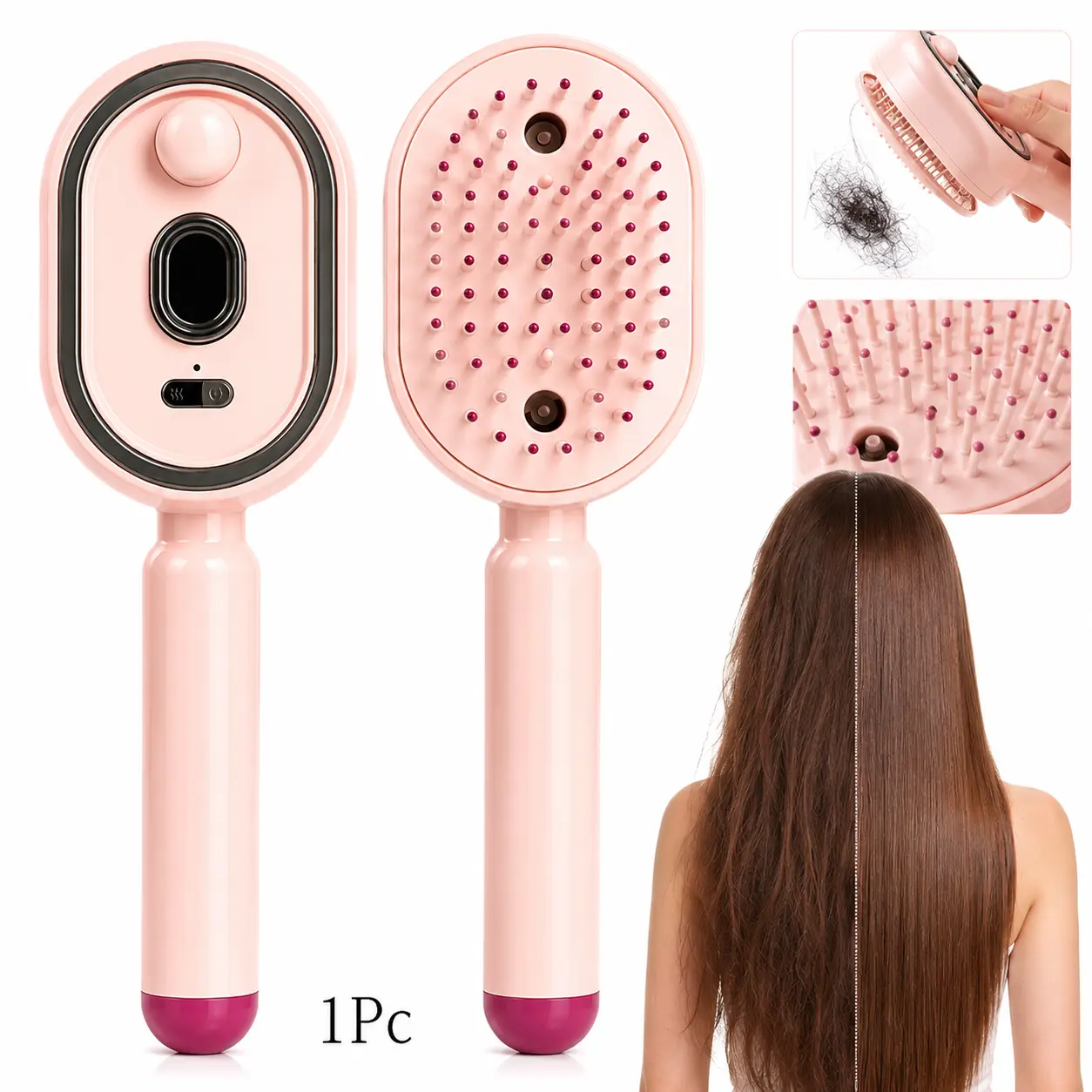 Electric Steam Hair Brush, Rechargeable SprayHair Brush, Light Electric Mist Pad Comb,Reduces Frizz, Home Spa, Detangling, ScalpCare-Electric Spray Cushion Massage Comb