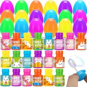 24 Pcs Easter Eggs Prefilled with Bubble Bottles – Easter Party Favors, Egg Hunt Game, Basket Stuffers, Decorations for Kids, Toddlers & Easter Gift