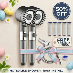 9-Spray Settings Filtered Shower Head with Built-in Water Purifier, Hotel-Grade Pressure Boosting Showerhead, Skin-Friendly Filtration System