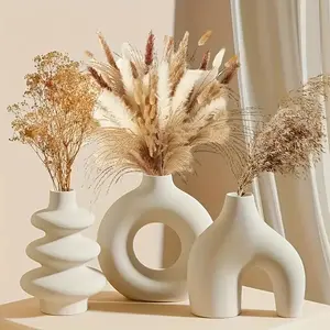 Ceramic Vase, 3 Counts/set Boho Style Irregular Shaped Vase, Modern Flower Arrangement Vase, Decorative Flower Vase, Home Decor Supplies, Home Decoration for Living Room Bedroom Dining Room