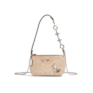 COACH Nolita Diamond Chain Decor Flap Shoulder Bag in Coated Canvas for Women