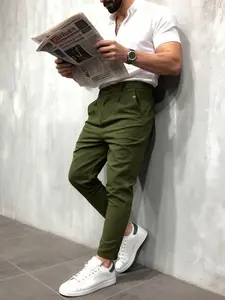 Men's Straight Leg Pants, Regular Fit with Pockets, Fashionable Plain Solid Color Design, Business Casual Wear, Ideal Gift