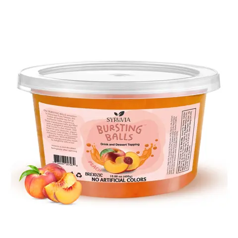 BREXONIC Boba Pearls, Peach Popping Bursting Boba, Tapioca Pearls For Bubble Tea (Peach, 1 LB 1 Pack) Beverage Sweet