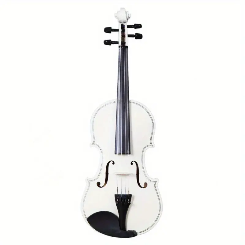 Adult 4/4 Full Size Arbor Acoustic Violin Set with Case, Bow, Rosin, Chin Rest, Basswood, Blacked Wood, White Finish - 59cm, 48.18oz, Includes Free Gift, 4 Strings