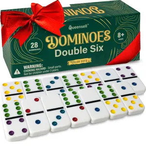 Domino Double Six with Collor Dots - Dominoes Family Games - Party Table Game