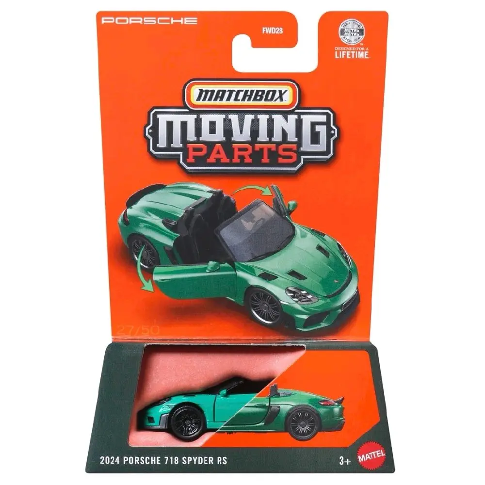 Matchbox Diecast Collectible Car - Green Porsche 718 Spyder RS Miniature with Moving Parts for Car Lovers, Realism-Enhancing Model for Display, Enhances Realism