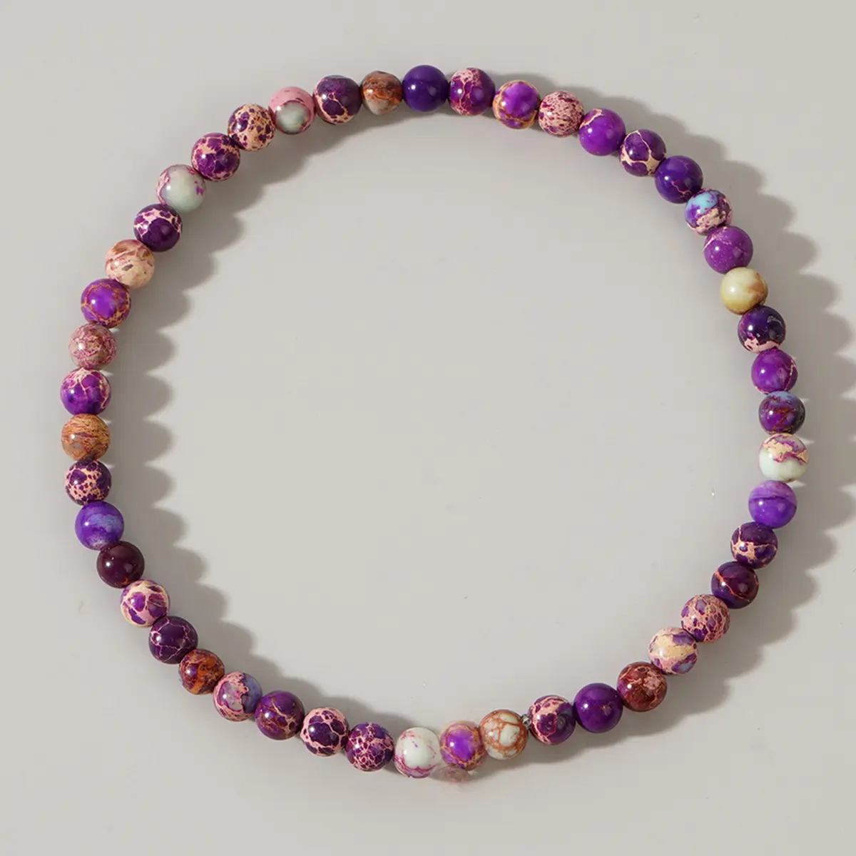 Beautiful Stretch Bangle Bracelet with 4mm Sea Sediment Jasper, a High Quality Multicolored Gemstone for Unisex Adults, High Quality Bracelet, Beautiful Bracelets