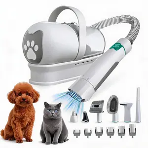 Cat & Dog Hair Vacuum Brush for Shedding, 7 in 1 Dog Grooming Vacuum Kit, Includes Rollers, Deshedding Mitts, Nail & Paw Trimmer
