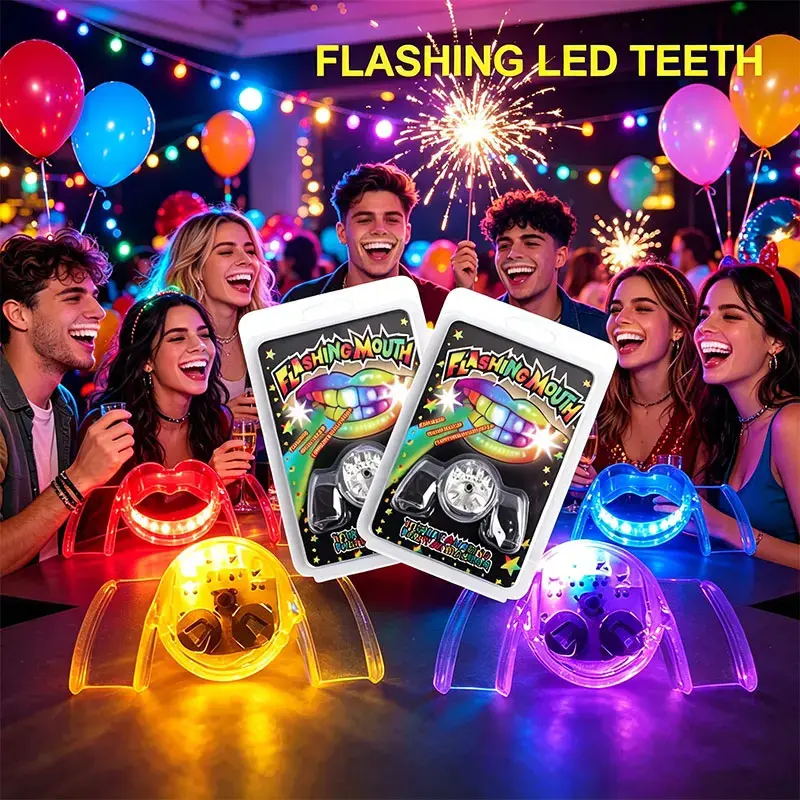 LED Flashing Mouthpiece with LED Lights - Glow in the Dark Light-Up Mouth Guard Party Accessory, 1 Piece Single Size Festive Favor for Halloween, Anniversary, Raves, Cool Gadget Gift (Single Pack), Tpr Safe