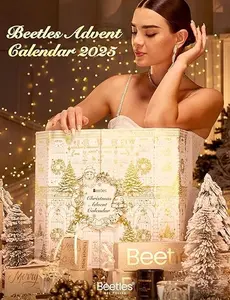 Beetles Christmas Gel Polish Advent Calendar 2025 - 24 Days of Metallic & Golden Nail Art Surprises, Premium Gift Box with Tools & Mini UV Lamp for Women's Holiday Gifting, Merry Glitzmas & Glitz Galaxy Christmas