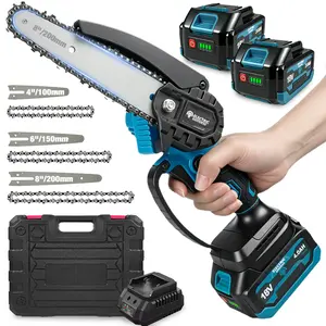 Electric Goddess 4/6/8 Inch One‑Hand Brushless Cordless Handheld Chainsaw Compatible For Makita 18V Battery Pin Automatic Oiling Portable Power Saw for Tree Pruning Firewood Cutting Woodworking Yard & Garden Maintenance