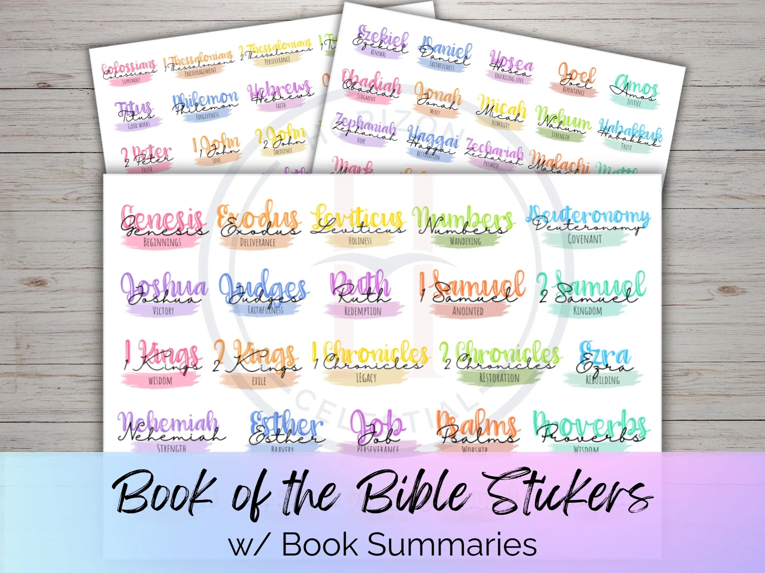 Books of the Bible Stickers, Pastel Bible Study Stickers, Christian & Catholic Journaling Supplies, Scripture Summary, Faith Planner Decor