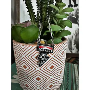 Dainty Cowboy Checker Bolt Necklace