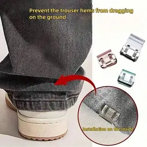 Invisible Hem Clips, Seamless Button Closure, Prevent Dragging and Tripping, Durable Plastic, Easy Installation for Jeans and Pants, Use