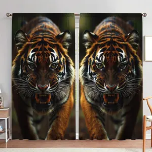 Tiger Pattern Door Curtain, 1 Set Modern Art Animal Print Door Curtain, Home Decor for Living Room Bedroom, Room Divider Curtain, Home Decoration Curtain