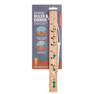 Beechwood Seeding Ruler & Dibber - Vegetable Spacing Guide