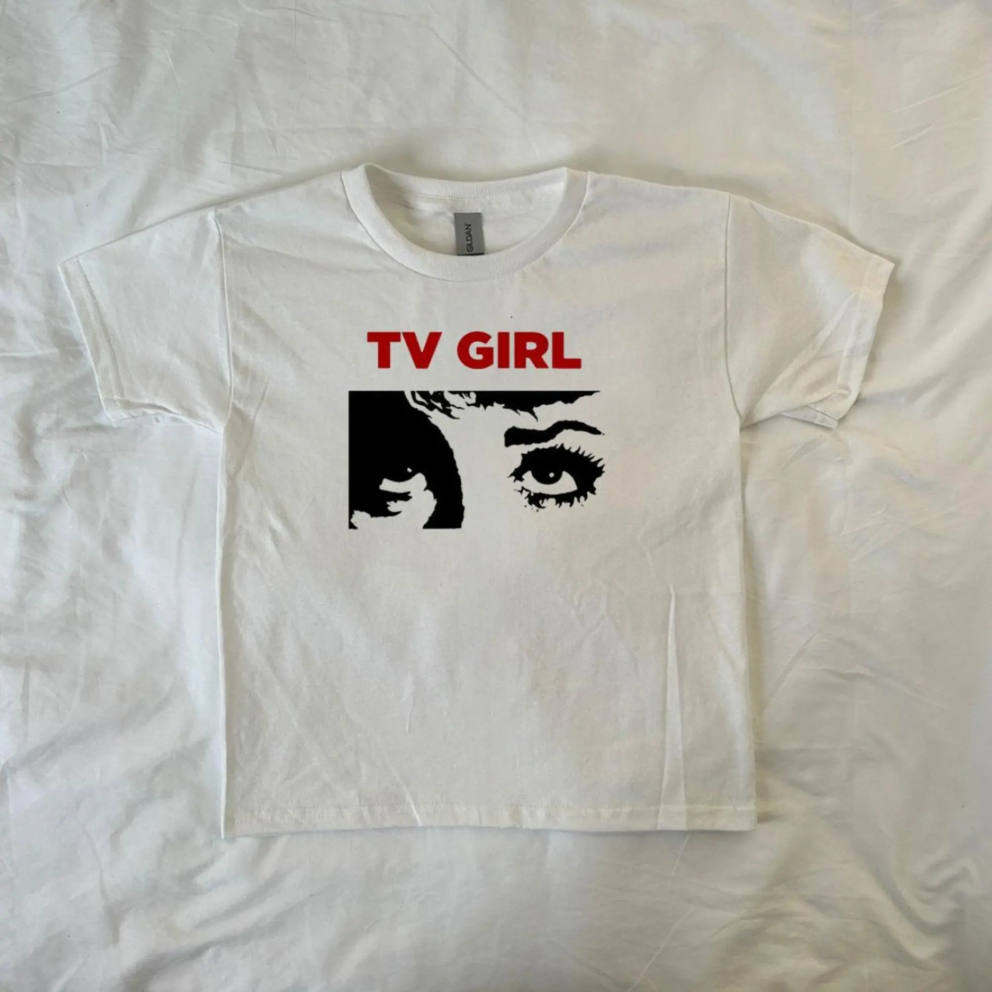 Handmade Print ShirtTV Girl Baby Tee, lovers rock, y2k clothing, Pinterest ,vintage