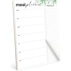 Weekly Meal Planner For Fridge with Tear Off Shopping List, Size 8" x 11.5", Magnetic Shopping List Pad For Fridge, Meal Planning Notepad, Weekly Meal Planner Notepad, Greenery Design.