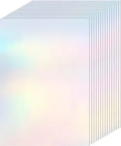 Clabby 36 Sheets Holographic Sticker Paper A4 Vinyl Holographic Laminate Sheets Self Adhesive Waterproof Transparent Film, 11.7 X 8.3 Inches(Colorful)