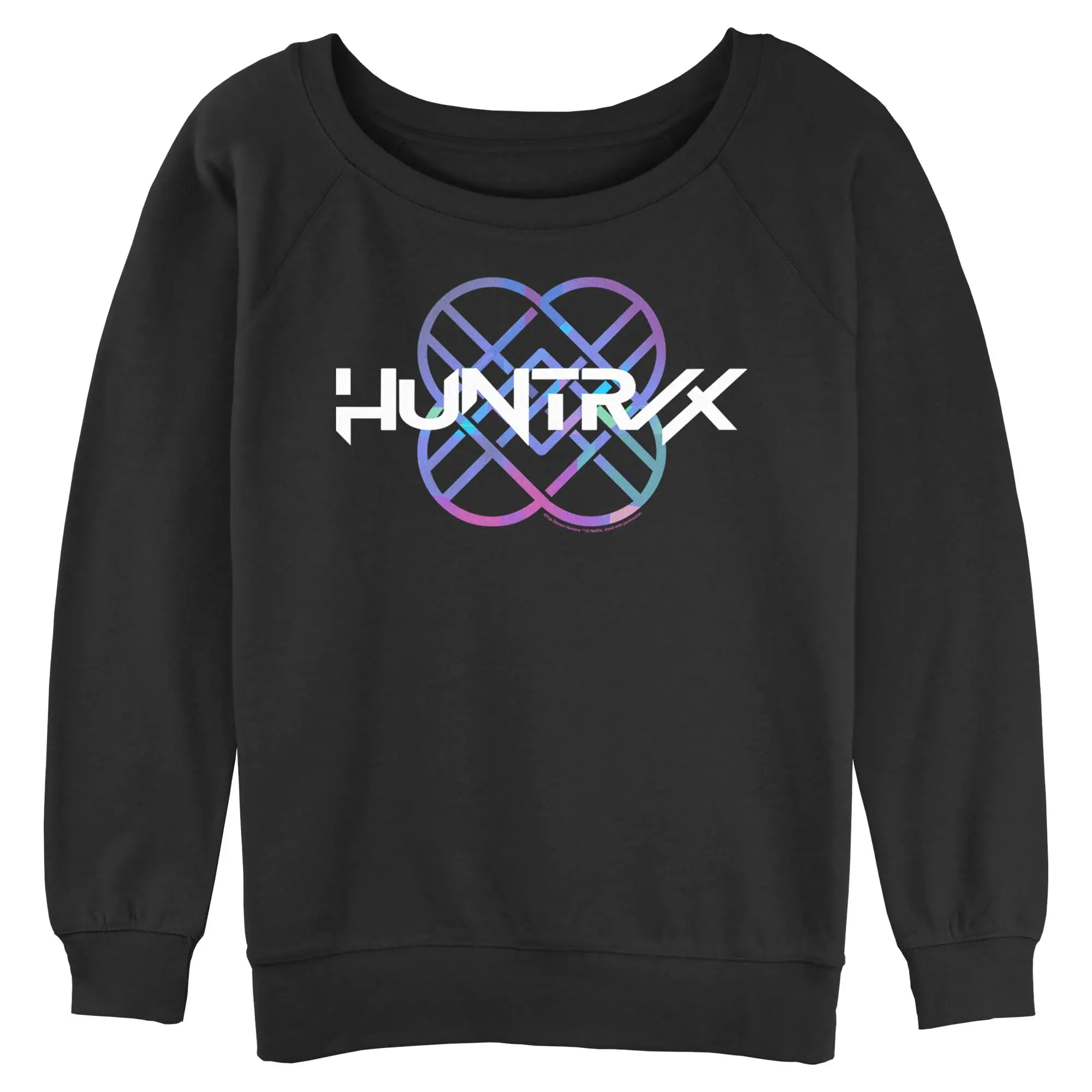 Women's KPop Demon Hunters Huntrix Holographic Logo Hoodie - Colorful Long Sleeve Everyday Top for Juniors