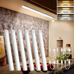 6pcs Smart LED sensor lights, 3000-6000K- three-color temperature cabinet bottom lights, USB rechargeable dimming motion sensor lights, suitable for stairs, wardrobes, cabinets, kitchens and worktops - LED wardrobe lights 30cm 36LED Shelf Lights