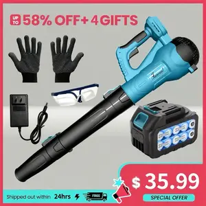 48m/s 6 Speed Levels Electric Leaf Blower with 4.0Ah Battery and Charger, Extension Tube Blower for Lawn Care, Yard, Garage, Blowing Leaves, Dust or Snow