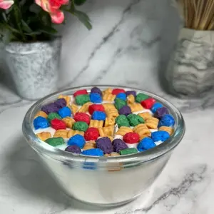 Berry Crunch Cereal Bowl Candle 3 Wick 80 Hrs Burn Time Unique Bowl Design Colorful Cereal Pieces Inside