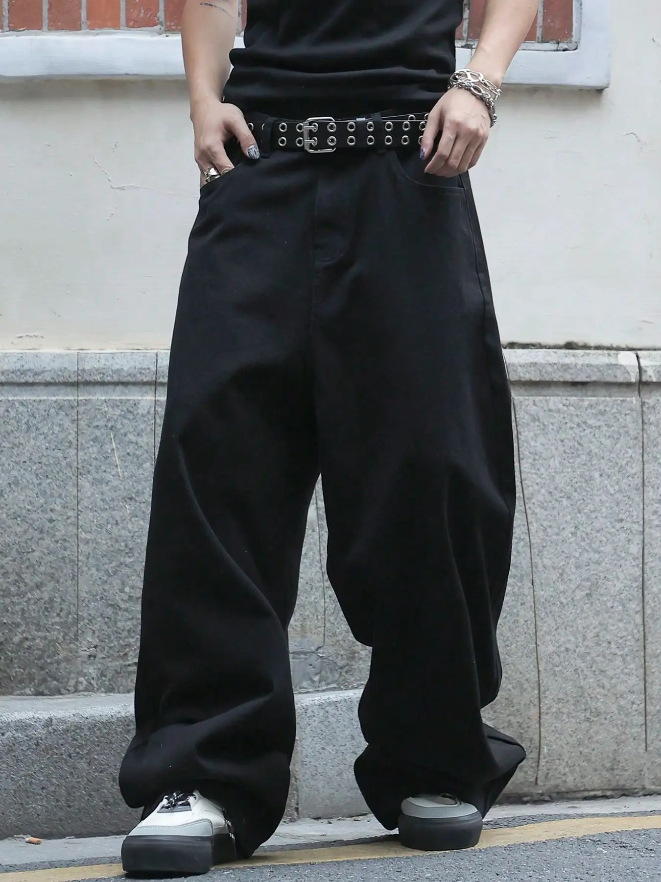Men's Loose Fit Baggy Oversized Wide Leg Jeans, Simple Versatile for Outdoor Parties Street Style, Fashion Casual All Season Denim Jeans, Streetwear, Pants, Plain Denim Trousers, Menswear