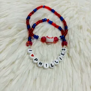 I LOVE 'PHILLIES', 'METS', 'DODGERS', 'YANKEES' Bracelet Set of 2 with Beads and Letters