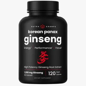 Korean Red Panax Ginseng Capsules | Extra Strength Ginsenosides for Energy, Focus, Performance, Vitality & Immune Support | Korean Ginseng Root Extract (120, Red)