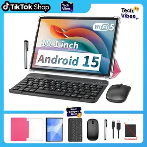 【Techvibes】Relndoo Android 15 10.1 Inch Tablet ,Wireless Set with Keyboard, Mouse, Stylus, Case,  64GB ROM, 5G WiFi