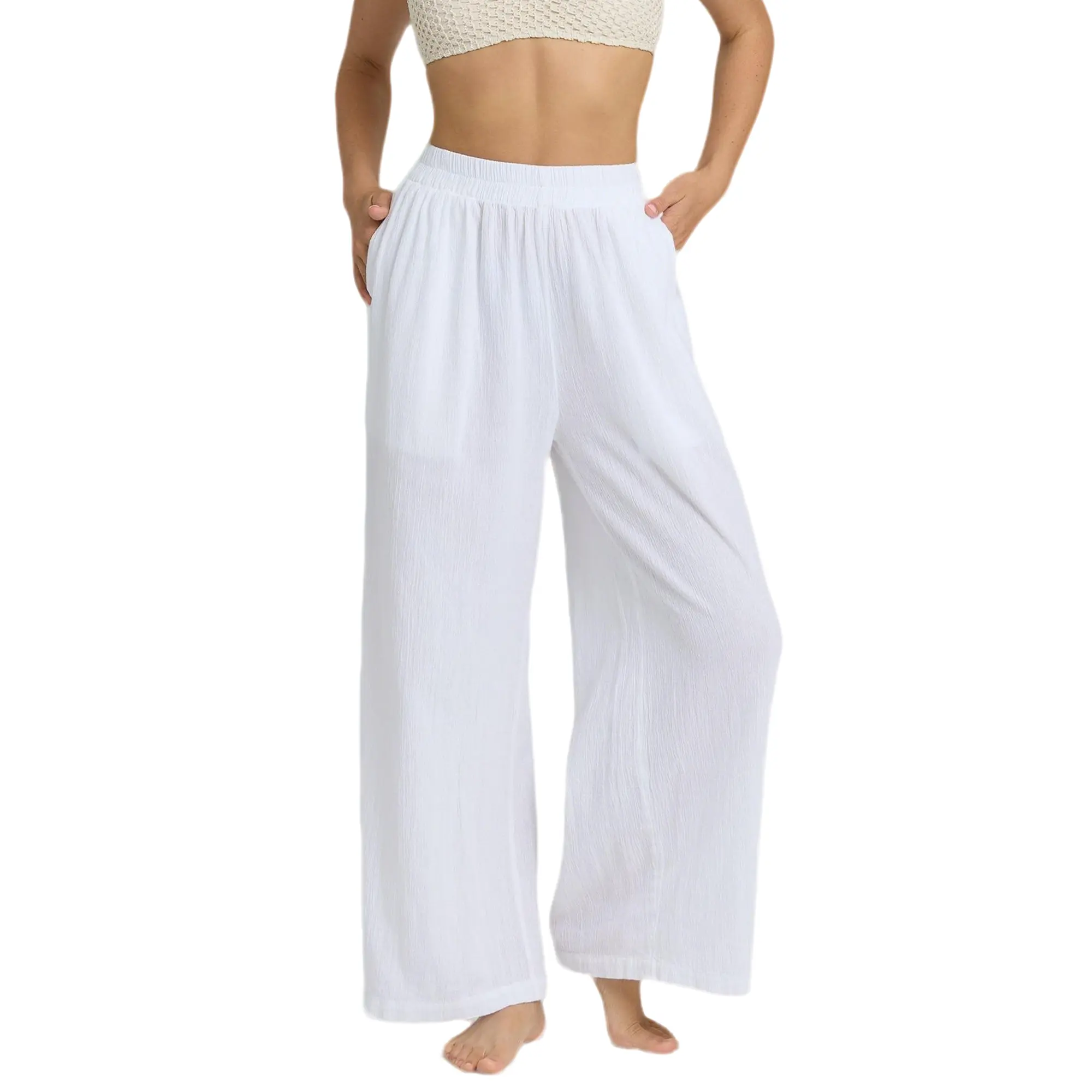 BILLABONG Women's Follow Me Pants, Loose Straight Leg Elastic Waist Pants with Pockets, Beach Lounge Casual Everyday Essentials
