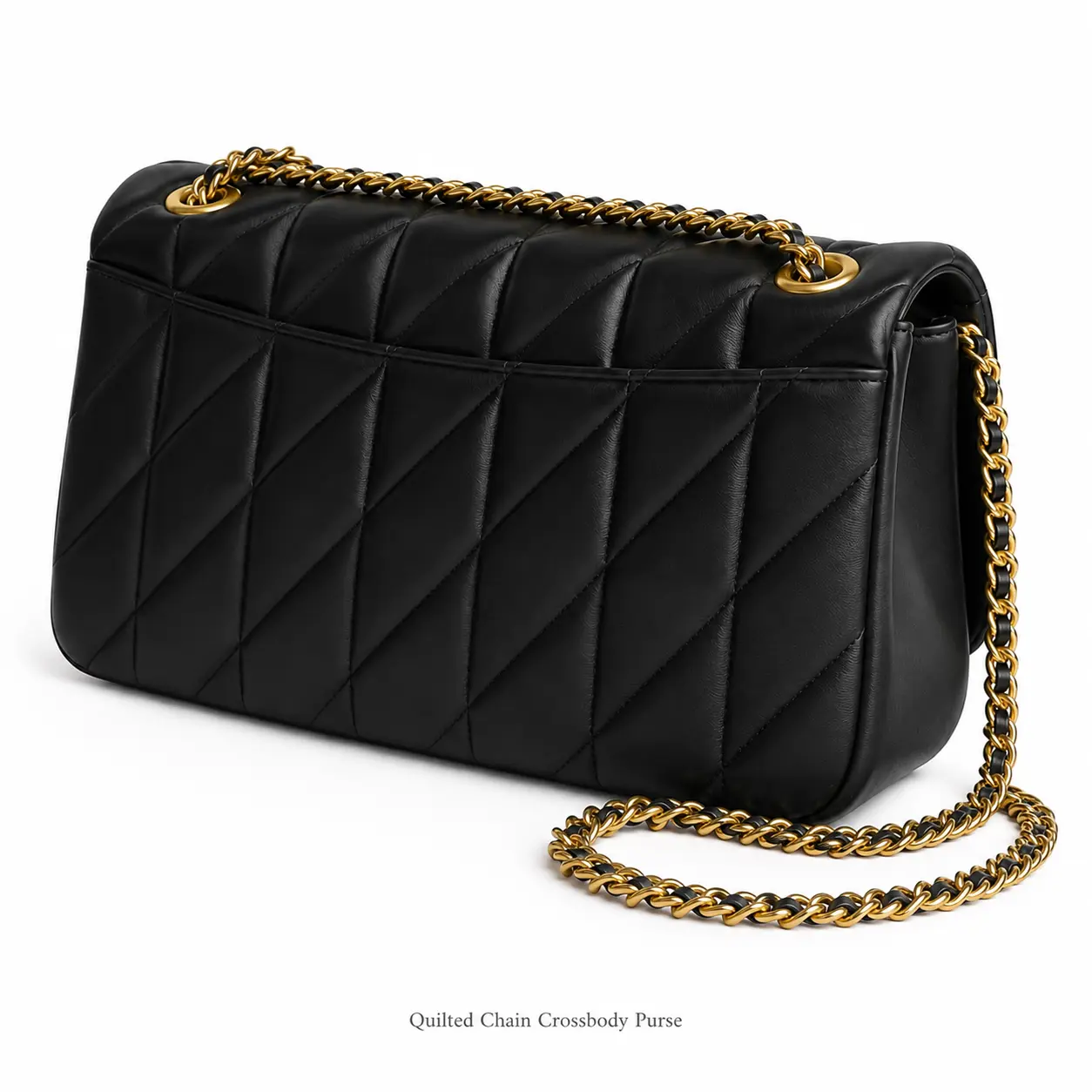 Women’s Synthetic Leather Quilted Chain Shoulder Bag - Elegant Crossbody Gym Bag for Work, Travel