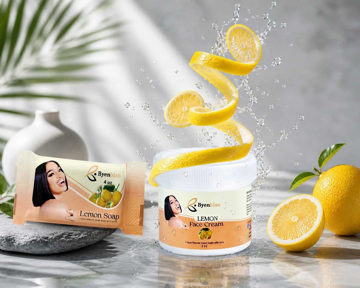 Byenblan Daily Body Care Set, Lemon Face Cream and Lemon Soap