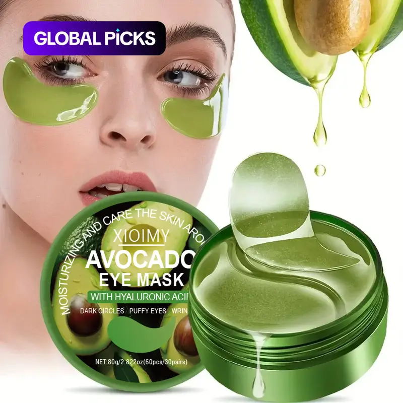 Avocado Collagen Hyaluronic Acid Aloe Gel, Collagen Eye Pads, Eye Gel Patches, Deep Moisturizing Hydrating Eye Masks, Hydrating Eye Treatments, for Dark Circles and Puffiness, Eye Care Product for Women and Men for Daily Use #GLOBAL PICKS