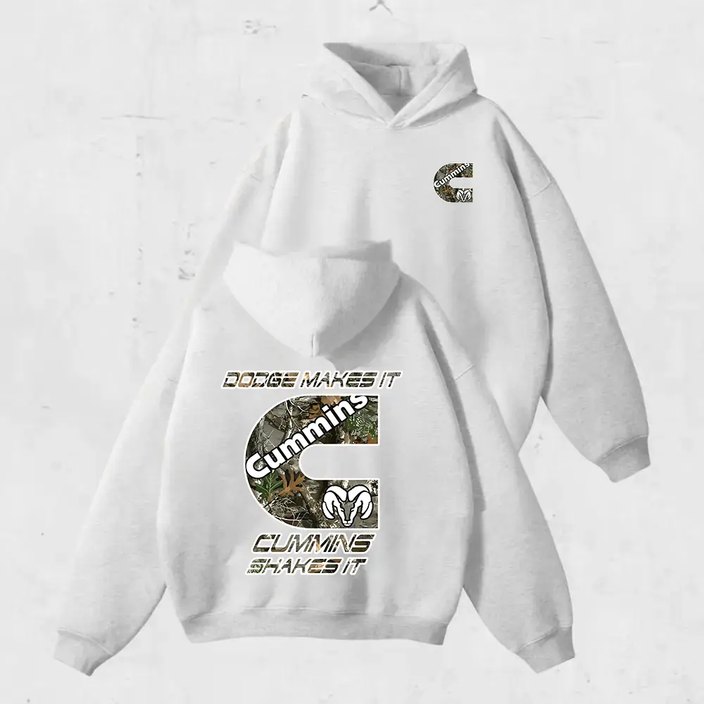 Cummins Diesell Hoodie with Camo Logo, Dodge Ram Truck Graphic Hoodie for Men, Outdoor Mechanic Style Pullover, Gift for Pickup Lovers and Diesell Fans, Gift For Him, Her